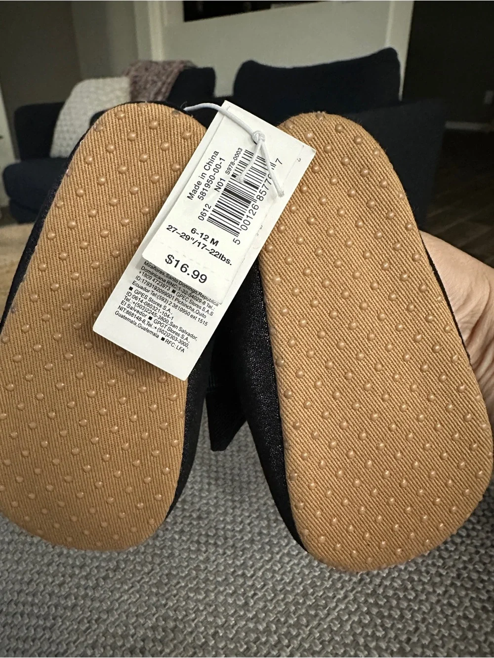 Old Navy Canvas Bow Ballet Flats Black Glitter Baby Size 6-12 months